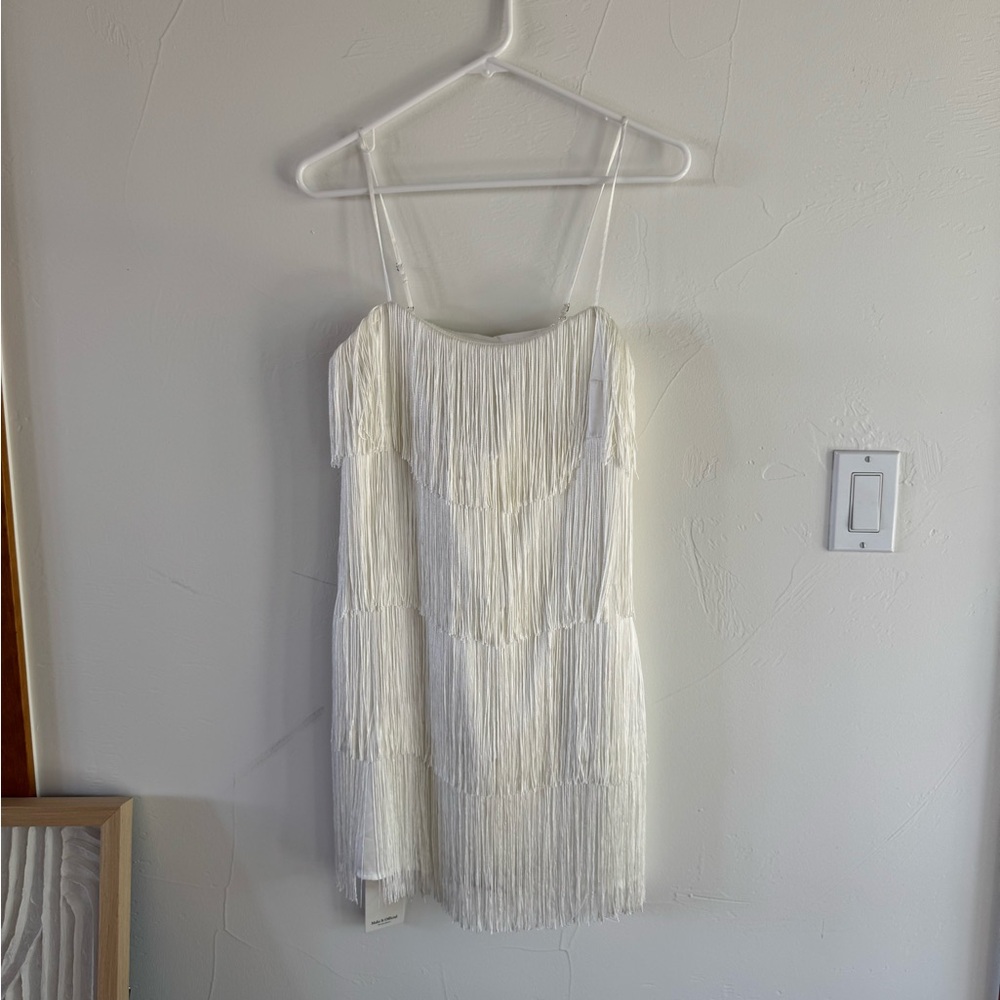 Abercrombie & Fitch White Fringe Mini Dress